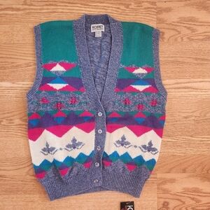 NWT Vintage Koret Women's Multicolor Sweater Vest, Size S
